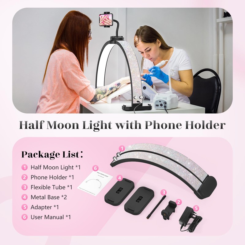 Half Moon Manicure Table Light: 31-inch Half Moon Light For