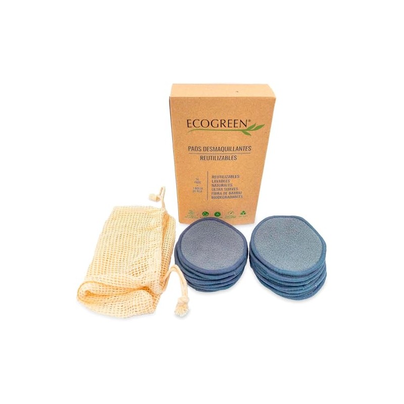 EcoGreen® - Paquete de 16 Pads Desmaquillantes de Bambú y