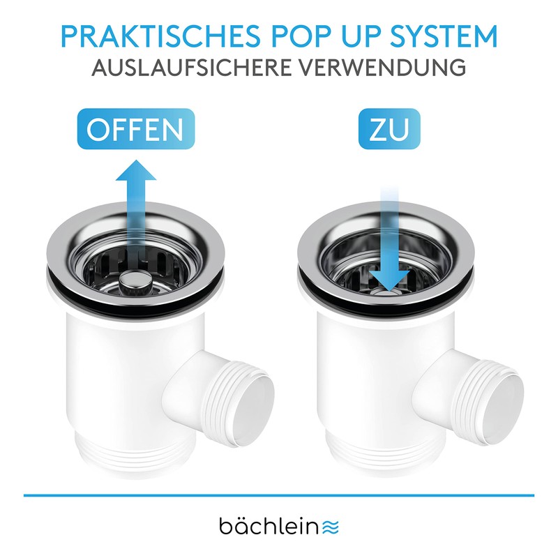 Bächlein Pop-Up Drain Fitting for the Sink, Diameter 70 mm