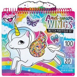 Fashion Angels Unicorn Coloring Sketch Book with Shaker Wing 12203, Sketch Pad for Beginners, For Kids 6 and Up