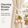 Set of 2 Pink Floral Curtain Tie Ropes with Lace