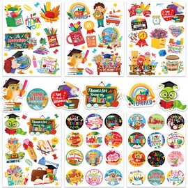 HOWAF 24 Sheets Teachers Appreciation Week Stickers, Thank You Teachers Label Stickers, Teacher’s Day Self Adhesive Stickers, Thank You Teacher Gift Tag Sticker for Envelope Seal Cards Boxes Decor