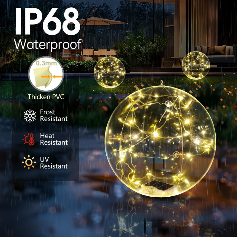 Cootway Floating Pool Lights, 15 Inch Warm White Solar Pool