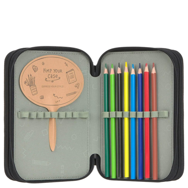 LÄSSIG Unique School Triple Pencil Case Slim Black