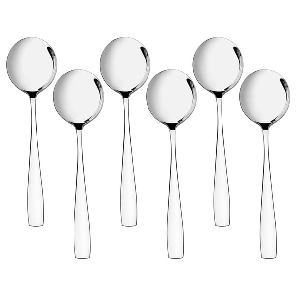Anbers 7.3-inch Stainless Steel Round Soup Spoons, 12 Pieces Round