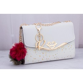 Lindo llavero de acero inoxidable con letra inicial dorada para mujeres y niñas, dijes para bolso de llave, bolso de mochila, regalo personalizado, Average Size, Acero inoxidable