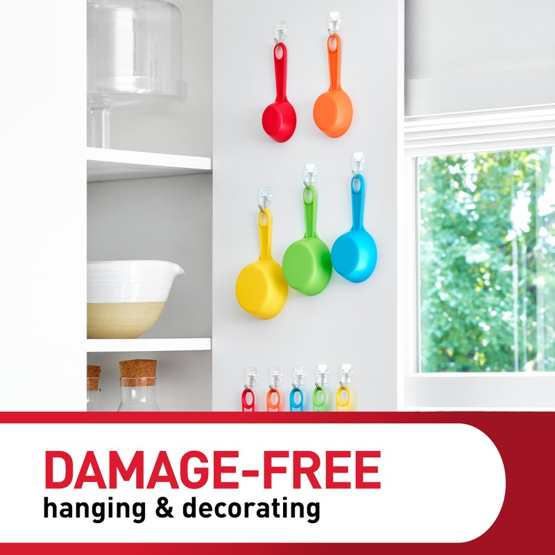 Command Small Clear Wire Toggle Hooks, 10 Hooks and 12