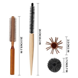 Tavvke 2-Pack Small Round Hair Brush Set, Mini Curl Brushes with Nylon Bristles, Portable Roller Combs for Thin Hair, Short Hair, Bangs, Blow Drying, and Lifting-2 Styles for Women and Men