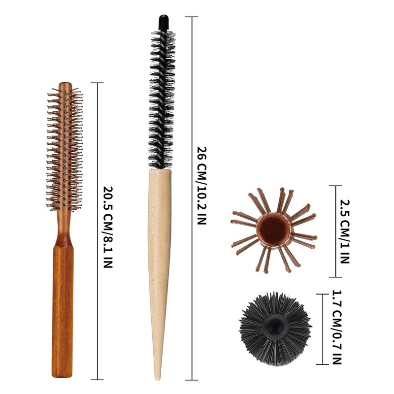 Tavvke 2-Pack Small Round Hair Brush Set, Mini Curl Brushes