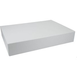 ideas in boxes Premium Gift Box with Lid, Foldable, Gift Box, Magnetic Box, Gift Packaging for Christmas and Birthday, Magnetic Folding Box, Matte White, 37 x 26 x 6 cm