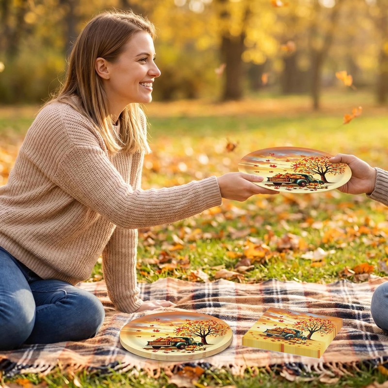 40 Pcs Fall Paper Plates and Napkins 9 inch Dinner