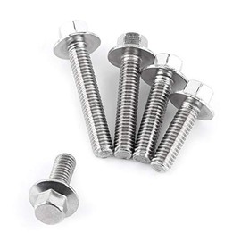10pcs M6*20 Stainless Steel SS304 Screw Kit, Hex Flange Screws Washer Head Bolts Fastener