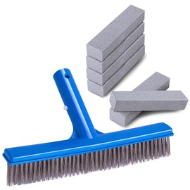 Adnee 6 Pcs Pool Pumice Stone and 10" Stainless Steel Pool Brush-Pumice Stone Set with Pool Brush for Pool Cleaning-Pumice Stone and Pool Brush Kit to Remove Rust Spots Calcium Deposits