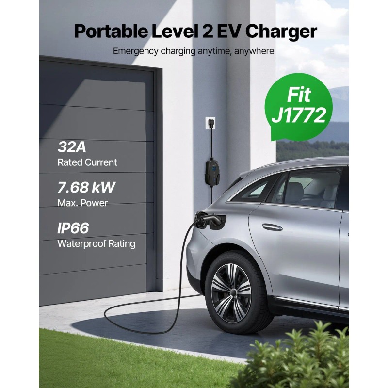 32 Amp 240V Level 2 Ev Charger 25 Ft 14-50P