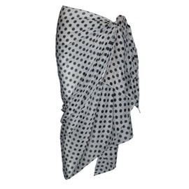 P4F Soft Polka Dot Cotton Sarong (UK, Alpha, One Size, Regular, Regular, White/Black)