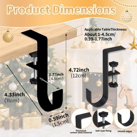 Stuzos Christmas Stockings Holder Hanger, Mantle & Garland Hanger,Bolt-Fixed & Detachable – Fits Fireplace Garland and Stocking Hanger, Works for Tables, Daily & Holidays (Style J, 3pcs)