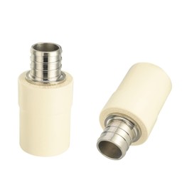 (Pack of 2) EFIELD 3/4" Pex x 3/4" CPVC Transition Coupling Barb Crimp Brass Fittings For Pex CPVC Tube Connection,(PEX1807342-2PCS)