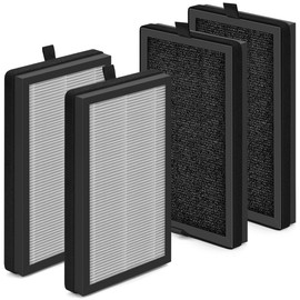 AMOYFILTER 4 Pcs PM1240B Replacement Filters Compatible with Priestley PM1240B and AP2 Air Pur-ifier Filters, H13 True HEPA Filter Replacement for Home Cleaning, Activated Carbon for Smoke, Odors