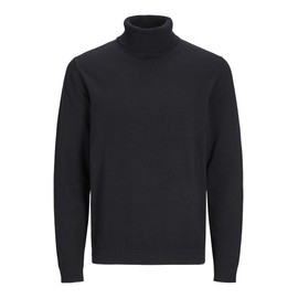 JACK & JONES Male Turtleneck Pullover Plain Turtleneck Sweater, black