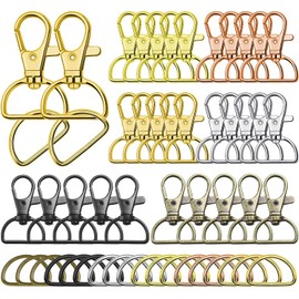 Llaveros y Ganchos Giratorios 120PCS, Aros para Lllaveros Broches para Hacer Llaveros, Mosqueton Llavero con Anillo en D para Manualidades DIY, Bolso (60 Ganchos & 60 Llaveros)