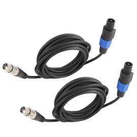 HBU Pack of 2 10 Feet SpeakOn to XLR Cables - 2pcs 10Ft. Audio Jack Speak-On Male to 3 Pole XLR Female Extension Cable - DJ PA Stage 3 Pin Microphone Wire with Twist Lock