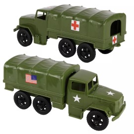 TimMee Processed Plastic Deuce and a Half Tim Mee Army Men 2.5 Ton Cargo Trucks