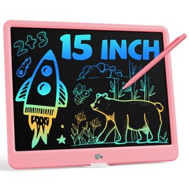 Bravokids 15 Inch LCD Writing Tablet for 3 Year Olds - Electronic Drawing Pad and Doodle Board as Educational Birthday Gifts for Girls and Boys (Pink)