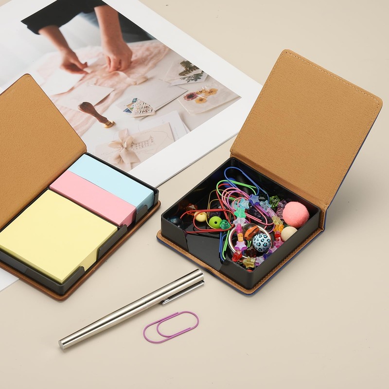 PATIKIL Leather Sticky Notes Holder, Post Notes Holder Storage Box