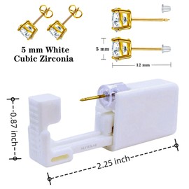 SLVIEKAE 14 Pcs Ear Piercing Kit | Multi Purpose Ear Piercing Gun Kit | Professional Ear Piercing Gun Kit for Salon and Home Piercing (Yellow- White)