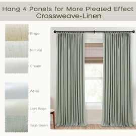 Mrs.Naturall Floor to Ceiling Curtains 96 Inches Long,Pinch Pleated Blackout Vintage Sage Green Spring Nature French Pleat Country Whimsical Cottagecore Curtains for Living Room Bedroom 2 Panels Set