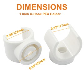 1 Inch PEX Pipe Clamps 50 Pcs, 25mm PVC Pipe Holder, Plastic U-Hook PEX Pipe Support Hangers, White PEX Water Pipe Clips, PEX Tubing Clamp Tool