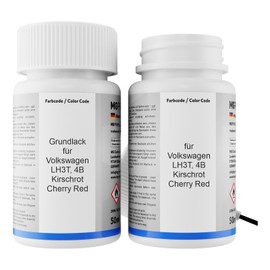 MG PRIME Autolack Lackstift Set für Volkswagen VW LH3T / 4B Kirschrot/Cherry Red Grundlack Basislack Klarlack je 50ml