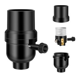 UL Listed Light Socket, Aolloa Vintage E26 Lamp Socket Replacement for Table Lamps, Floor Lamp, Pendant Light Fixture, DIY Project, Black 1 Pack