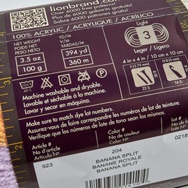 Lion Brand Yarn 923-204 Ice Cream Yarn, Banana Split