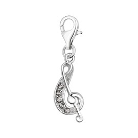 Quiges 925 Silver Music Charm Pendant with Lobster Clasp for Bracelets, Glass, Cubic Zirconia
