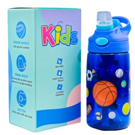 CODiLLO Water Bottle for Children with Straw, BPA-Free Sports Bottle, Reusable Water Bottle, Leak-proof Sports Bottle for Camping, School, Nursery, Capacity 480 ml (Blue)