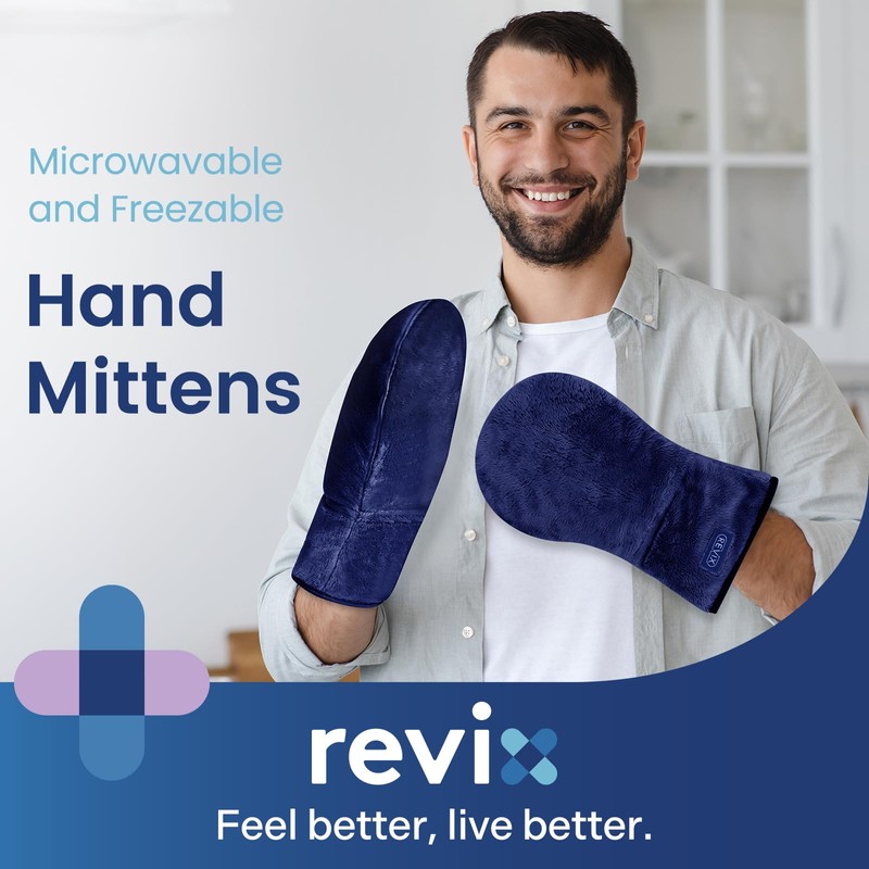 REVIX Microwavable Therapy Mittens for Hands and Fingers, Moist Heat
