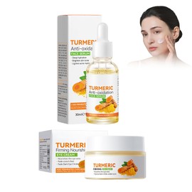 Hppsctink Kurkuma-Set, 30ml Kurkuma-Extrakt und 50g Kurkuma-Gesichtscreme, Feuchtigkeitsspendend, nährend und leicht feuchtigkeitsspendend, cream