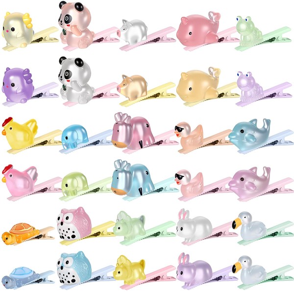 Luinabio 30 Pcs Animals Mini Hair Clips Glow Hairpin for