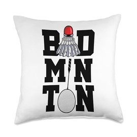 Badminton Graphic Badminton Player Shuttlecock Sports Smash Throw Pillow
