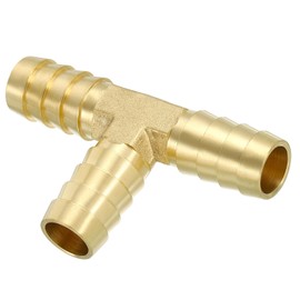 PATIKIL 1/2" Barb Tee Fitting, 3 Way Union T-Shaped Brass Hose Barbed Fittings Intersection for Water Fuel Air Oil Gas