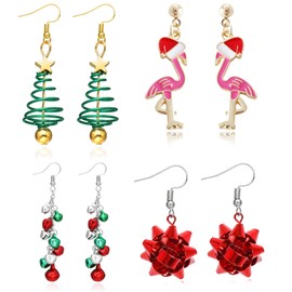 Christmas Earrings Gift Holiday Earrings for Women Christmas Thanksgiving Earrings Jewelry Christmas Bow Bell Tree Snowman Santa Dangle Earrings for Stocking Stuffers Teen Girl Gifts Trendy Stuff