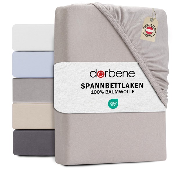 DarBene® Fitted Sheet 180 x 200 cm Jersey Cotton, Flat