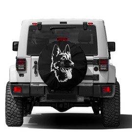 Foruidea Black German Shepherd Spare Tire Cover with Backup Camera Hole Wheel Tire Cover Fit Trailer, RV, SUV and Many Vehicle 17inch