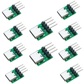 PENGLIN 10pcs USB3.1 Type C Breakout Board with 4 Pins, USB-C Connector Female for Soldering, USB C Female PCB Female Adapter