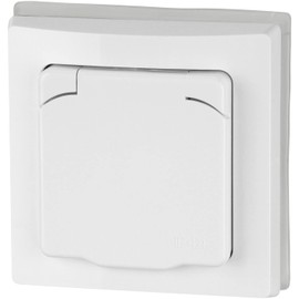 Flush-Mounted Socket IP44, All-in-One, Series C1 Matte White