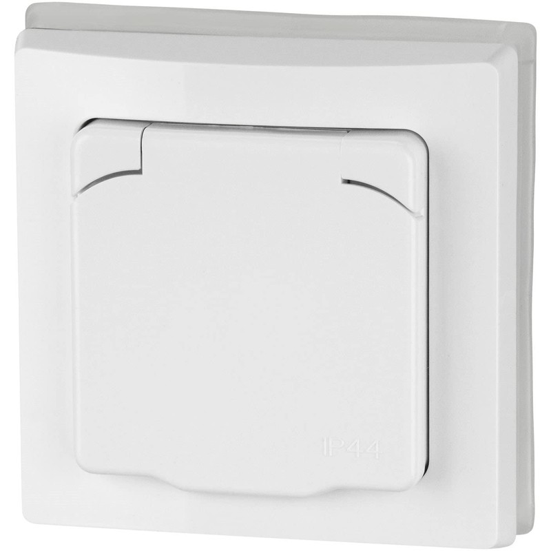 Flush-Mounted Socket IP44, All-in-One, Series C1 Matte White