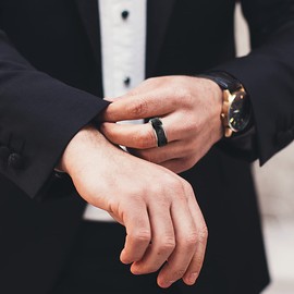 Fidget Spinner Ring for Men Stainless Steel Fidget Toys Anxiety Ring Men's Rings for Women 8mm Width Black Color Size 8