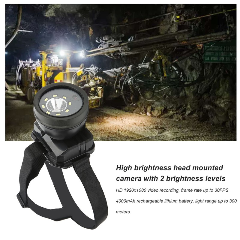 Head Mounted Action Camera 1080P HD Video Camcorder Led Headlamp