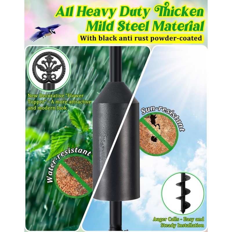 Ceoighe 95 Inch Bird Feeder Pole with Torpedo Squirrel Proof
